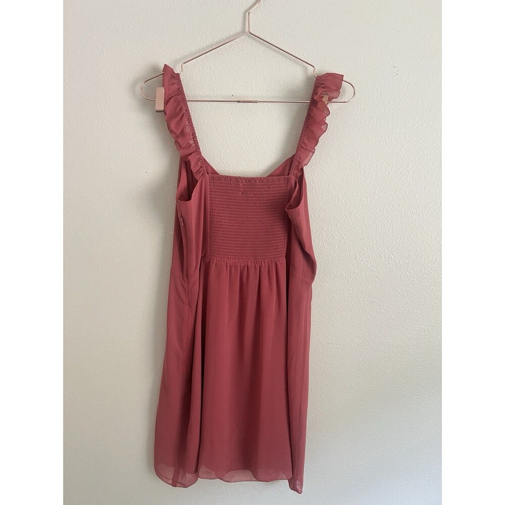 Aritzia Wilfred Fete Dress Size 12 Rosy Red Ruffle Sleeve Mini - Picture 16 of 16